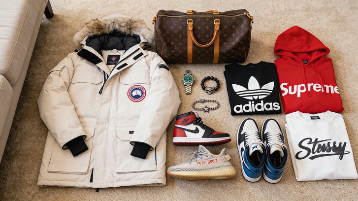 CNFans spreadsheet haul — Jordan 1 Bred, Yeezy 350 Zebra, Supreme, Stussy, LV bag — community purchase report April 2026