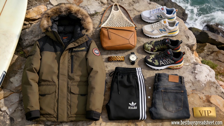 Rep spreadsheet finds — Canada Goose, Loewe bag, New Balance, Adidas, Ksubi — verified community haul